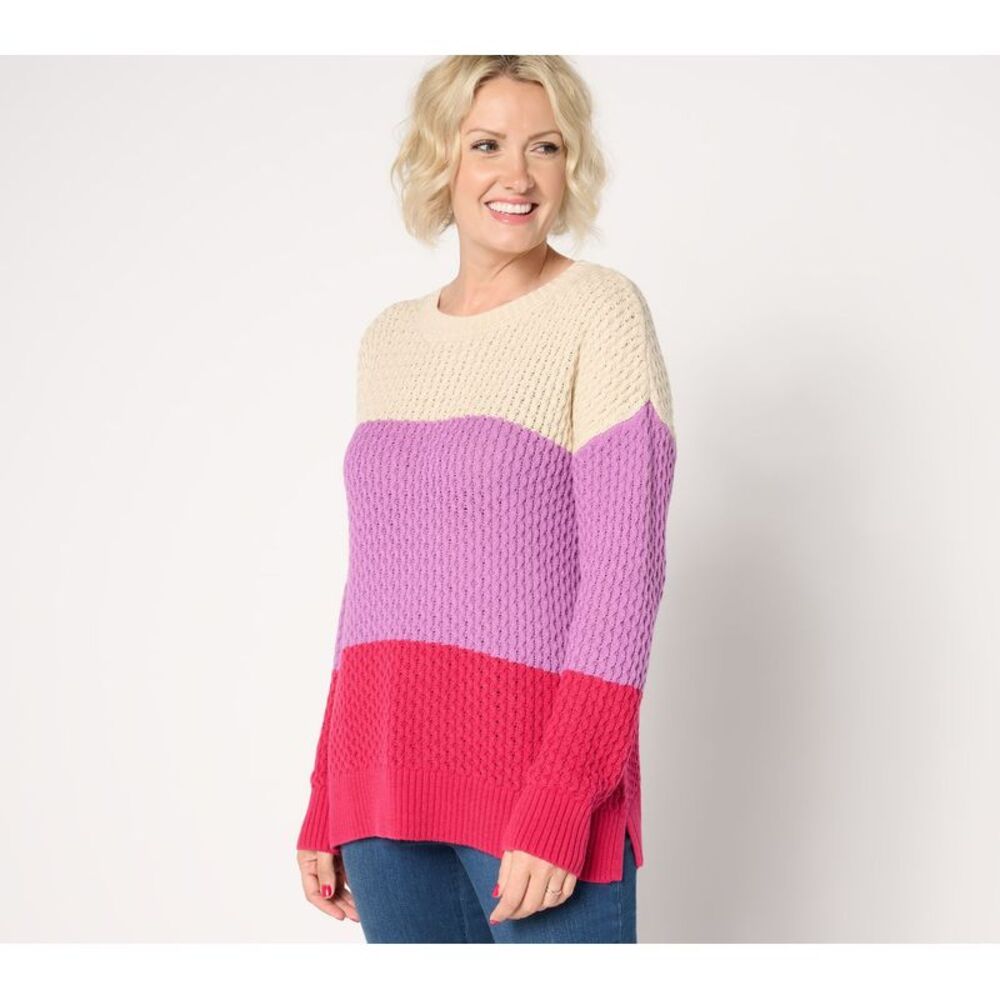 Gloria Vanderbilt Women's Top Sweater Sz M Hycomb Stitch Multi-colored